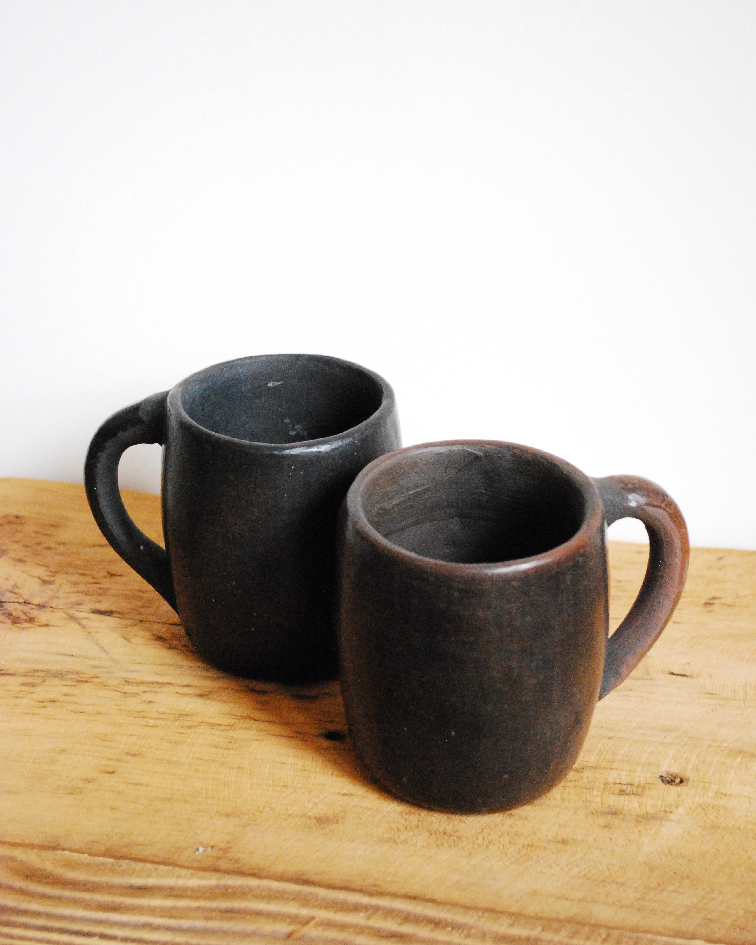 antique brown black Oaxaca pottery mugs