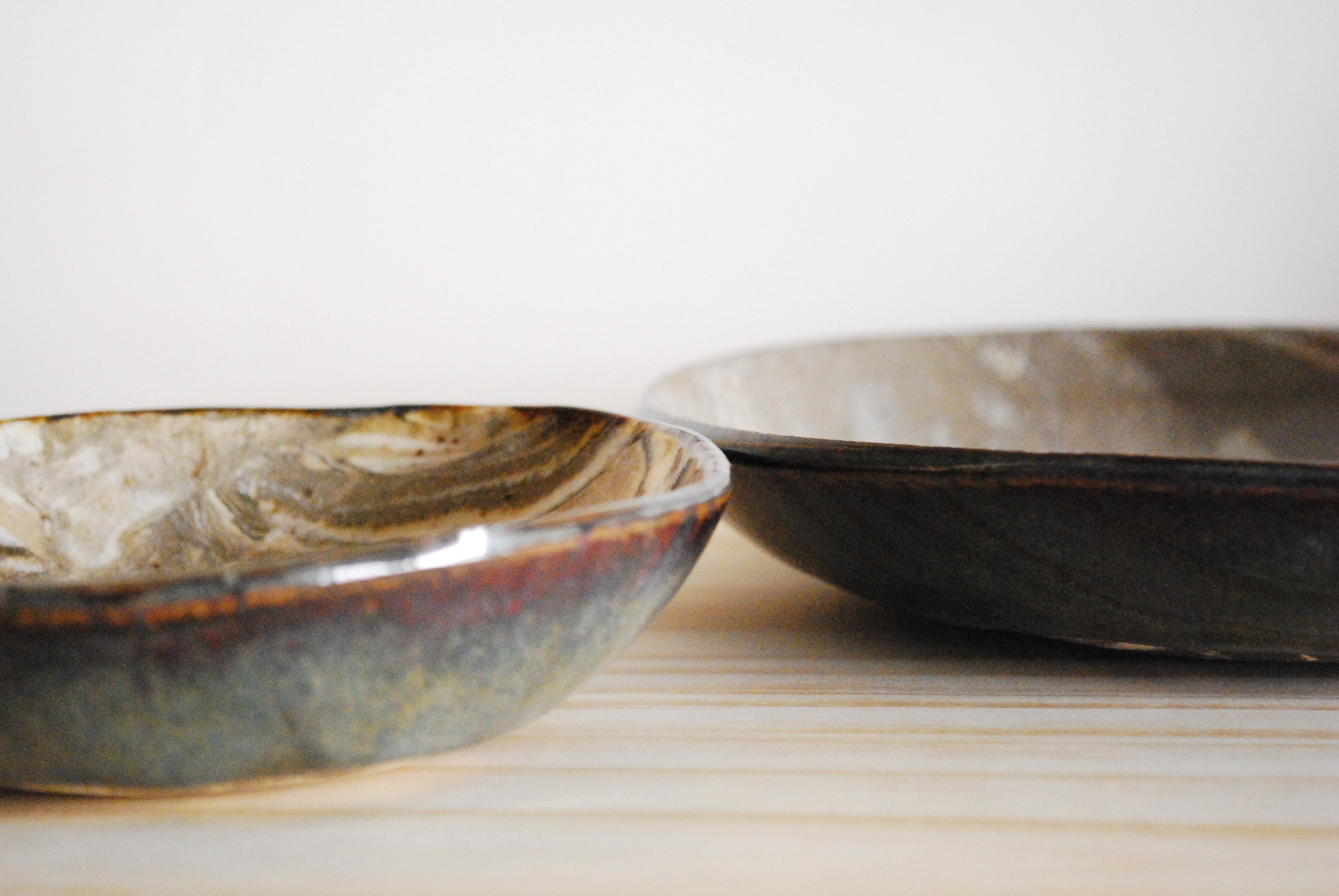 Marbled Clay Serving Dish in Earth Tones Food Safe Glaze