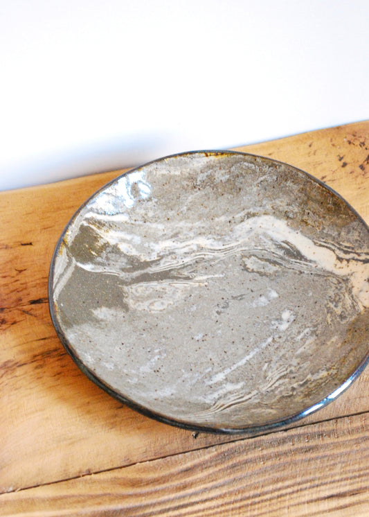 Marbled Clay Serving Dish in Earth Tones Food Safe Glaze