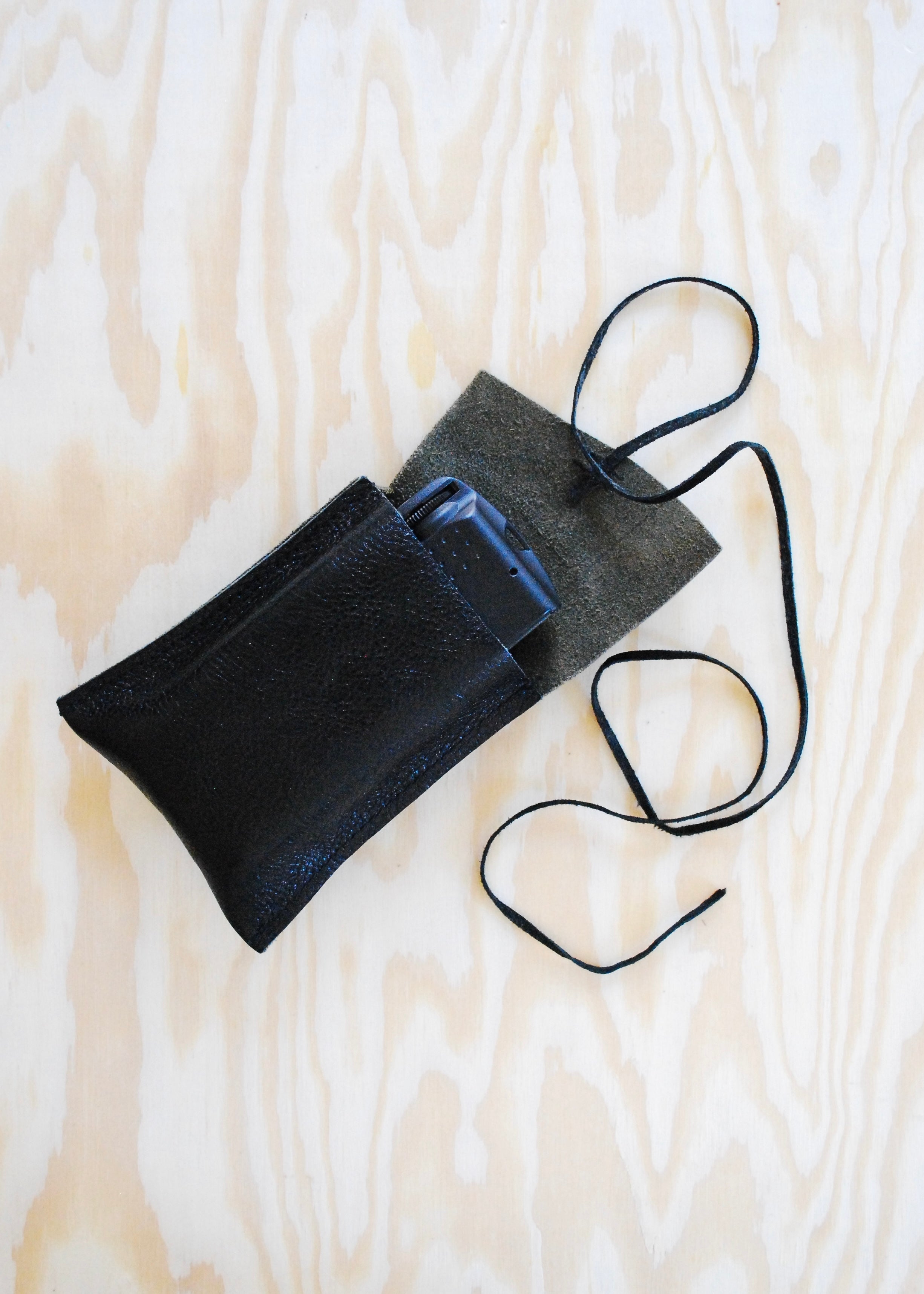 handmade upcycled leather point and shoot camera case black