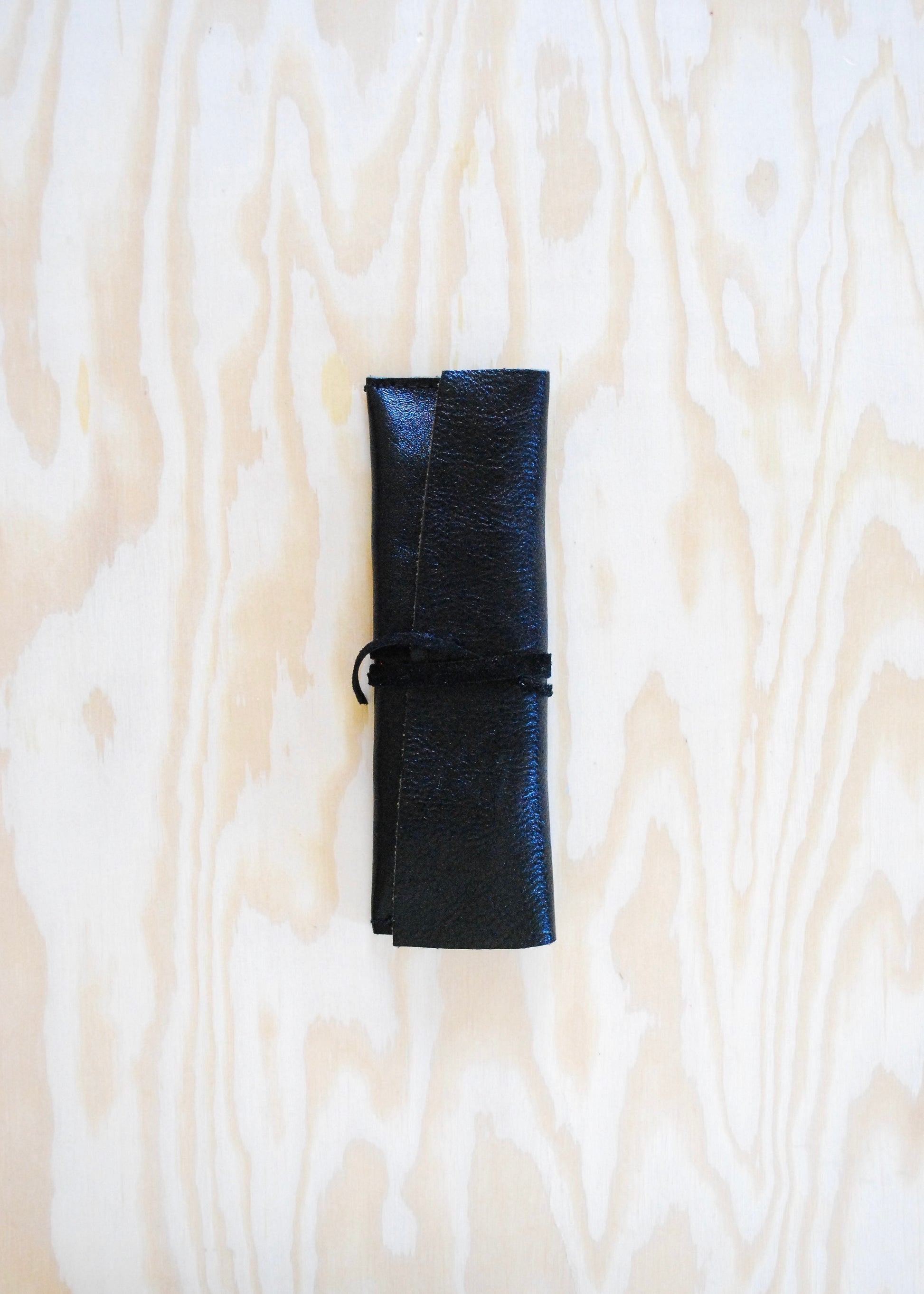 black wrap handmade upcycled leather glasses case