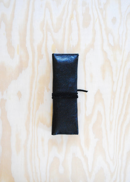 black wrap handmade upcycled leather glasses case