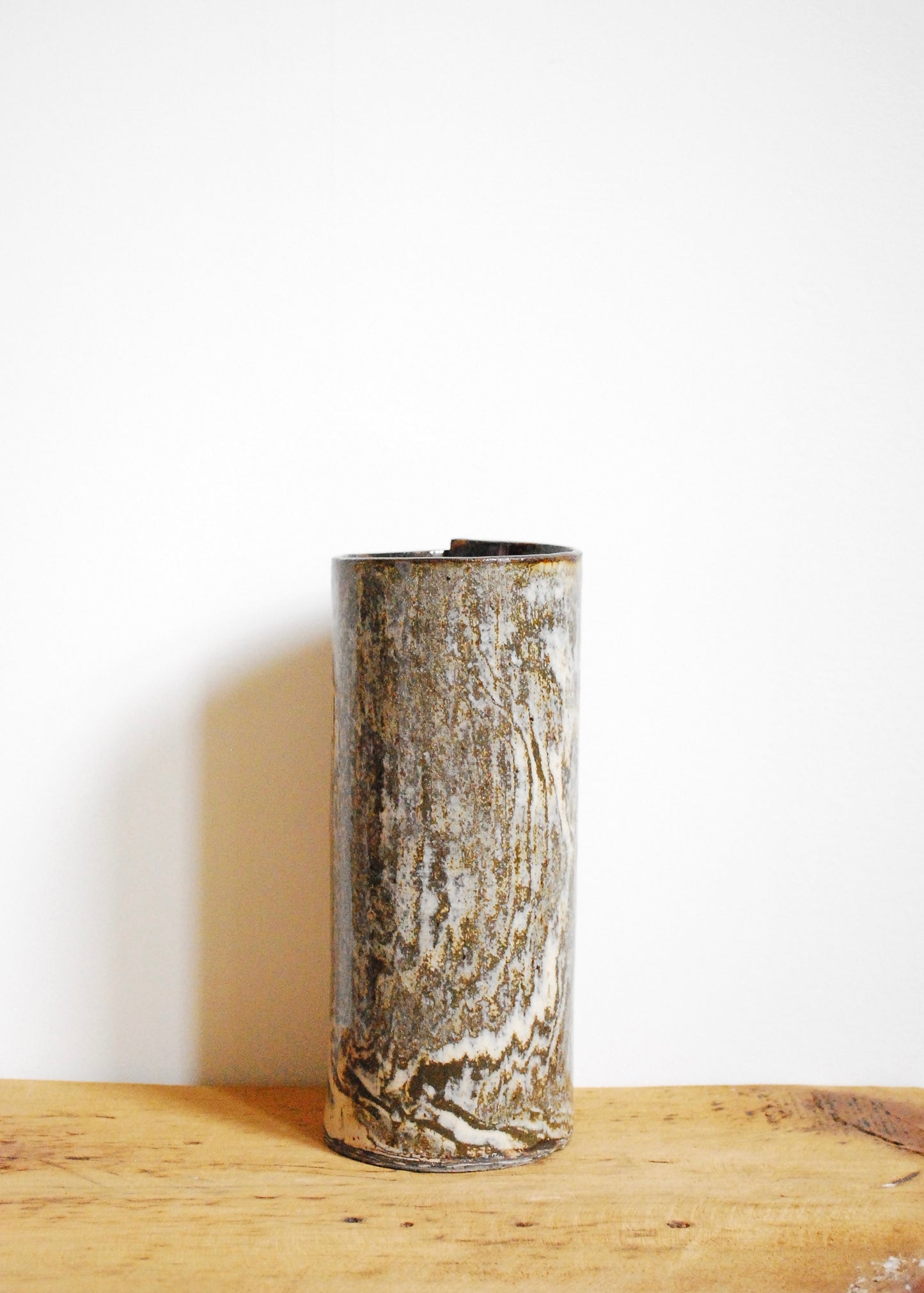 Marbled Clay Vase in Three Clays Wrapped with Interior Contrast Glaze